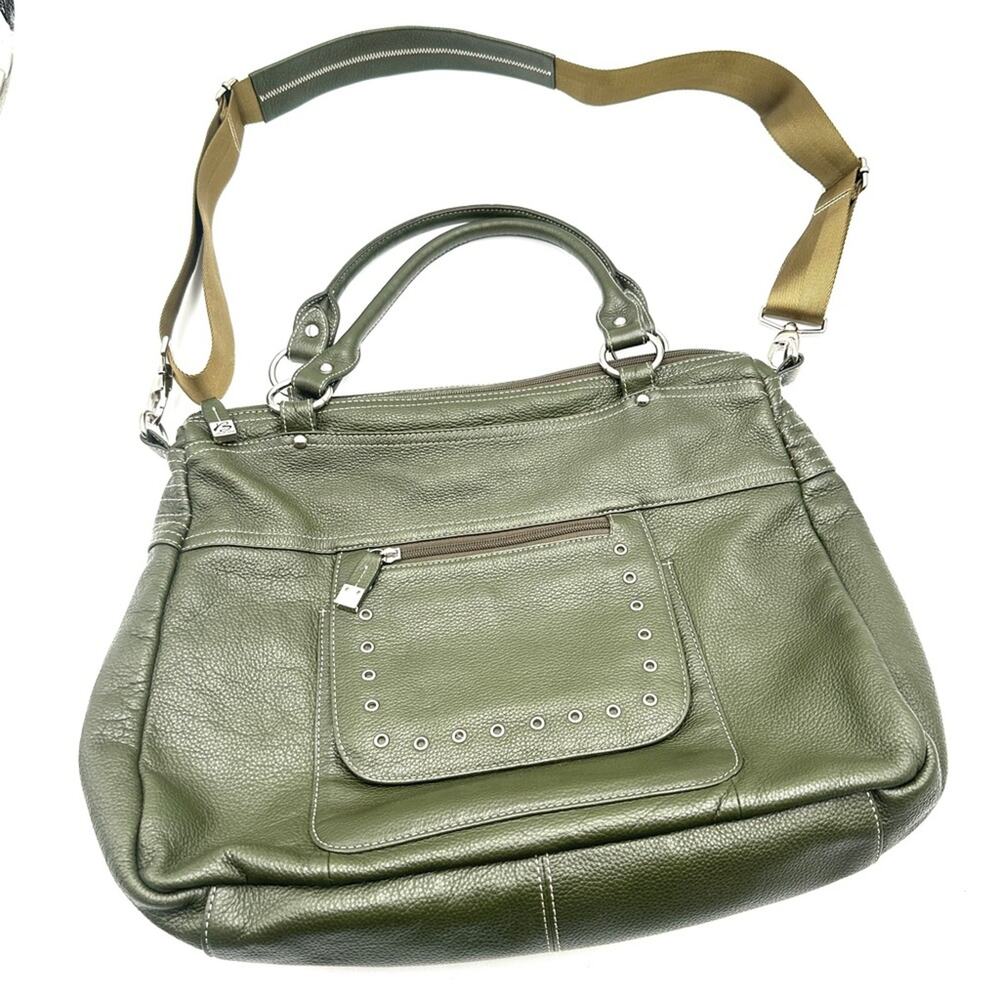 b collective by buxton bags green tote bag - leather - LARGE
